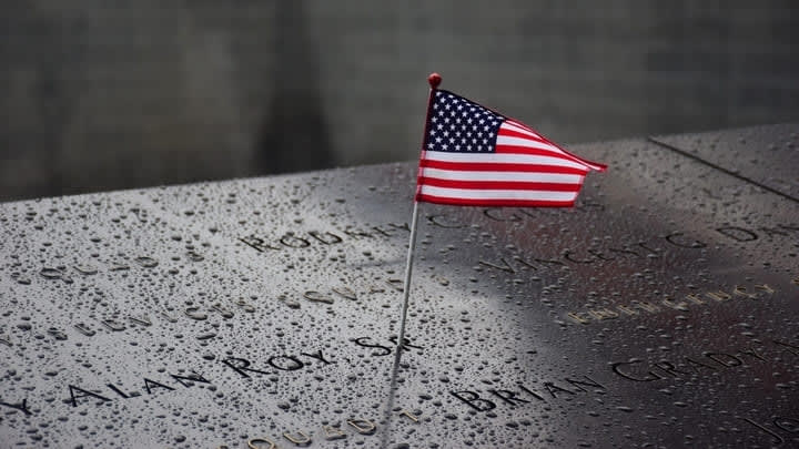 US flag at the 9/11 Memorial and Museum in New York